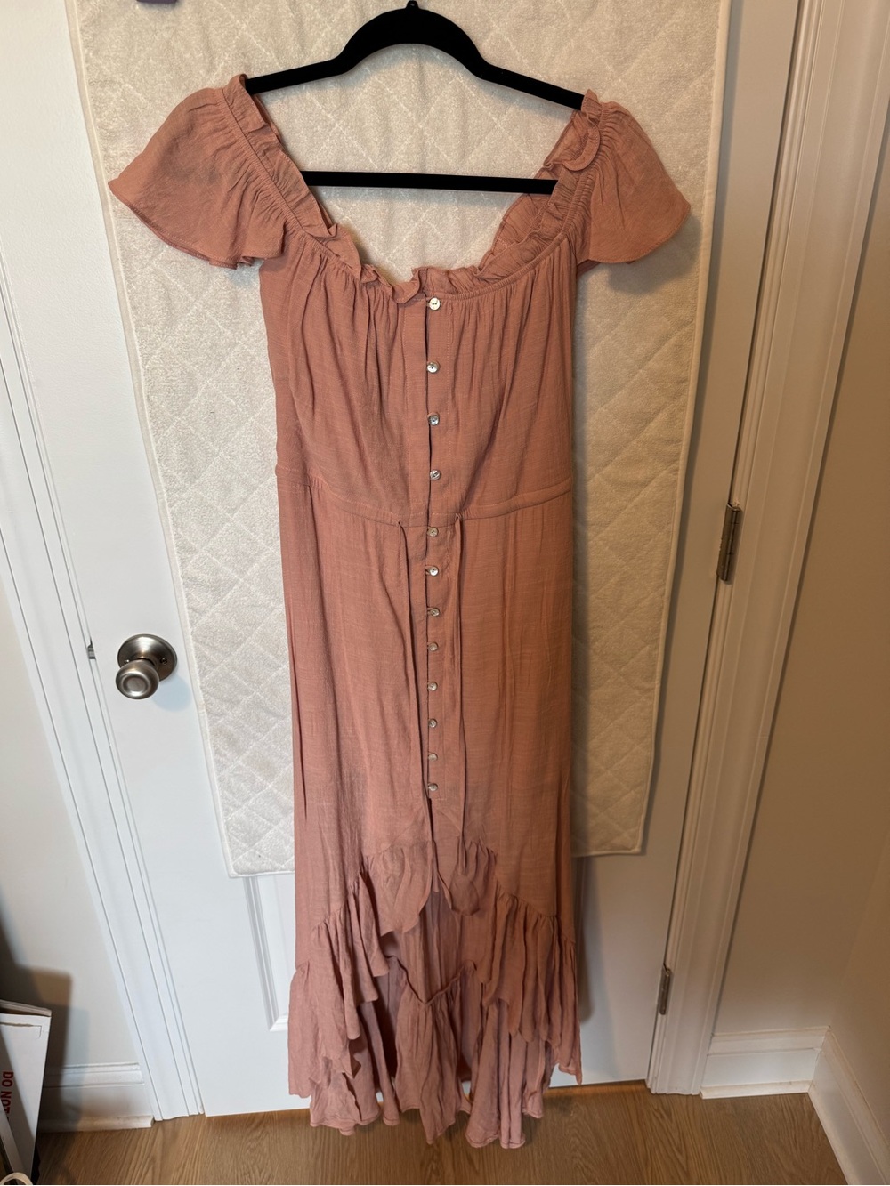 Dusty Rose Off-Shoulder Midi Dress